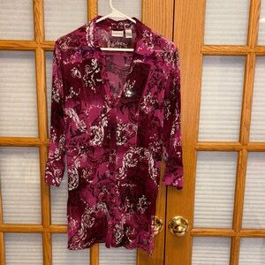 EUC Chico's 1 Silk Tunic Blouse